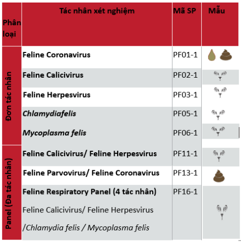 Danh sách kit Real-time PCR chẩn đoán bệnh viêm phổi ở mèo